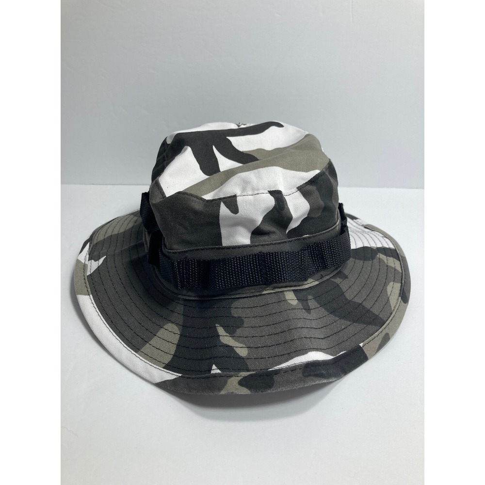 Military Hat Cap Sun‎ Hot Weather Type II Size 7 1/4 Black Gray Camo Boonie